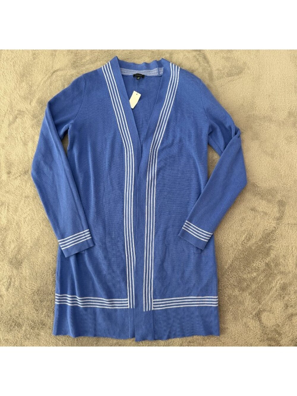 NWT Talbots Blue Sweater Cardigan Womens XS Longline Cotton Blend